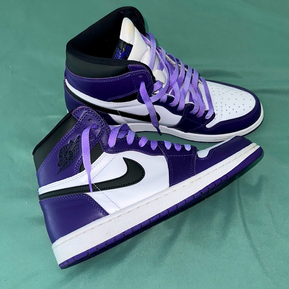 Jordan 1 Court Purples , Size 8.5 in Men’s / Size 10 in Women’s